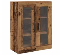 vidaXL Gabinete Montado en la Pared de con Puertas de Vidrio - Madera Vieja - Almacenamiento para Sala de Estar/Comedor - 69.5x34x90 cm - Exhibición Rústica de Madera Maciza - Estantes de Madera - Ga
