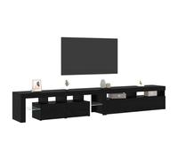vidaXL Gabinete de TV 2 pcs Roble Negro 260 x 37 x 40 cm, Mueble de TV Rectangular para Sala, Almacenamiento Amplio, Consola Funcional, estantería LED