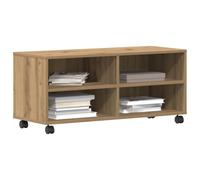 vidaXL Gabinete de TV 90 x 35 x 40.5 cm Marrón Madera de ingeniería | Espacio de sobra para todas tus cosas, Estantes que mantienen todo ordenado y bonito, Con ruedas, así que lo mueves fácil