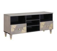 vidaXL Gabinete de TV con cajón Gris y Dorado 100 x 33,5 x 46 cm, Mueble Moderno para Sala, Resistente Unidad de Almacenamiento, Soporte Rectangular de Madera de Mango