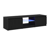 vidaXL Gabinete de TV Negro 140 x 38,5 x 36 cm Madera contrachapada, Mueble de Entretenimiento, Armario Rectangular Moderno, Almacenamiento Multimedia, Consola con luz LED, Organiza tu Sala