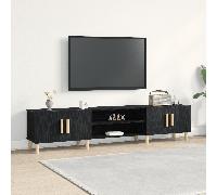 vidaXL Cabinet de TV Grande de Roble Negro Diseño Moderno con Amplio Espacio de Almacenamiento Construcción de Madera Resistente 4 Puertas Sala de Estar Y Cine en Casa Centro de Entreten