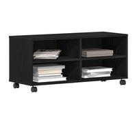 vidaXL Centro de Entretenimiento Moderno de Roble Negro con Mucho Almacenamiento para Sala de Estar y Dormitorio | Dos Estantes de Exhibición Acabado Suave Diseño Elegante Mueble Consola Soporte de TV