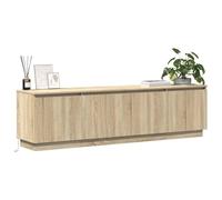 vidaXL Sonoma - Soporte para TV de roble con iluminación LED, diseño con estantes flotantes, material de madera texturada, muebles de salón modernos, mucho espacio de almacenamiento, elegante consola