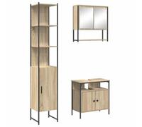 vidaXL Gabinete Espejo de para el baño, con Puertas Que abren hacia Fuera. Está Hecho de Roble Sonoma, con un Marco Negro, y Mide 33 x 33 x 185.5 cm. Tiene un Acabado Mate Que resiste Manchas. Este m