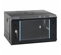vidaXL Gabinete industrial con cerraduras de acero negro 530 x 450 x 300 mm, montaje en pared, acabado mate, puerta de vidrio templado con asas de pestillo, para uso en interiores.