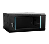vidaXL Gabinete industrial con cerraduras negro de cristal templado de acero de 600 x 350 x 280 mm, acabado mate, montaje en pared, estantes ajustables, puerta de cristal de 5 mm.