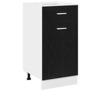 vidaXL Gabinete de Cocina de Roble Negro con 1 Cajón y Niveladores Ajustables Unidad de Almacenamiento de Madera para Hogar Moderno Soluciones Duraderas