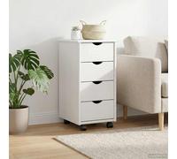 vidaXL Gabinete rodante 34 x 39 ,5 cm Madera de Pino , Mueble Rodante Minimalista, Estante Rectangular de Madera, Cajones, Móvil para Oficina o Dormitorio