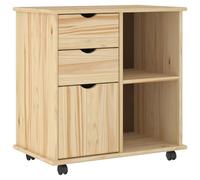 vidaXL Gabinete rodante 63,5 x 39 x 65,5 cm Madera de Pino Macizo