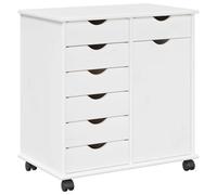 vidaXL Gabinete rodante 63,5 x 39 x 65,5 cm Madera de Pino Macizo, Mueble de Almacenamiento Adaptable, Armario Minimalista con Ruedas, para Cocina o Dormitorio