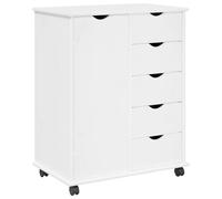 vidaXL Gabinete rodante 63,5 x 39 x 79 cm Madera de Pino Macizo, Estudio, Armario Rodante Minimalista con Gran Almacenaje, Organizador de Oficina Moderno, Mueble de Madera para Casa o Dormitorio