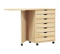vidaXL Gabinete Rodante con Escritorio Moss Barniz Transparente, Sala Moderna, Mueble útil, gabinete Rectangular con Escritorio, Estilo Minimalista, Madera de Pino