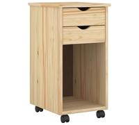 vidaXL Gabinete rodante con Rueda Marrón 34 x 39 x 65,5 cm Pino Macizo, Estanterías rectangulares Minimalistas, organizar tu hogar u Oficina con un práctico Rodillo