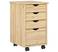 vidaXL Gabinete rodante con Rueda Marrón 34x39x56 cm Pino Macizo, Organizador de Estudio, Armario de Muebles Minimalista, solución de Almacenamiento rodante para Oficina, Amplio en el Dormitorio