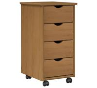 vidaXL Gabinete rodante con Rueda Marrón Miel 34 x 39 x 65,5 cm, Armario de Almacenamiento Rectangular, Minimalista, con Ruedas y cajones, Organizador móvil para Oficina y Dormitorio