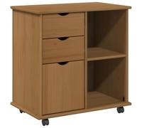 vidaXL Gabinete rodante con Rueda Marrón Miel 63,5 x 39 x 65,5 cm, Gabinete móvil Rectangular, Gran Espacio de Almacenamiento, Organizador de Madera, Muebles Modernos, diseño versátil