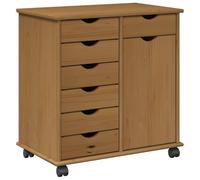 vidaXL Gabinete rodante con Rueda Marrón Miel 63,5 x 39 x 65,5 cm, Mueble de Almacenamiento Adaptable, Armario Minimalista con Ruedas, para Cocina o Dormitorio