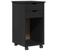vidaXL Gabinete rodante con Rueda Negro 34 x 39 x 65,5 cm Pino Macizo, Estanterías rectangulares Minimalistas, organizar tu hogar u Oficina con un práctico Rodillo