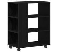 vidaXL Gabinete de Almacenamiento Minimalista de Roble Negro con 3 Estantes y Ruedas. Organizador Elegante y Duradero para Oficina y Sala. Muebles Compactos de Diseño Versátil.