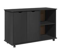 vidaXL Gabinete rodante Gris 100 x 39 x 65,5 cm Madera de Pino Macizo, Armario Rectangular Minimalista, Mueble rodante para Oficina y hogar, soluciones de Almacenamiento de Madera