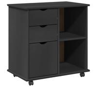 vidaXL Gabinete rodante Gris 63,5 x 39 x 65,5 cm Madera de Pino Macizo, Gabinete móvil Rectangular, Gran Espacio de Almacenamiento, Organizador de Madera, Muebles Modernos, diseño versátil