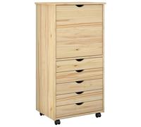 vidaXL Gabinete rodante Marrón 53 x 39 x 103 cm Madera de Pino Macizo, Organizador de Estudio, Unidades de Almacenamiento Minimalistas, Mueble móvil con Puertas, soluciones prácticas