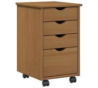 vidaXL Gabinete rodante Moss Marrón Miel 34x39x56 cm Pino Macizo, Organizador de Estudio, Armario de Muebles Minimalista, solución de Almacenamiento rodante para Oficina, Amplio en el Dormitorio