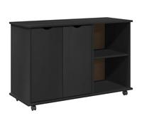 vidaXL Gabinete rodante Negro 100 x 39 x 65,5 cm Madera de Pino Macizo, Armario Rectangular Minimalista, Mueble rodante para Oficina y hogar, soluciones de Almacenamiento de Madera