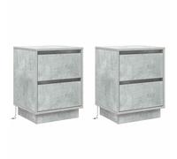 vidaXL Cabinets de Noche con Luces LED 2 pcs Gris Concreto 39x34.5x50 cm