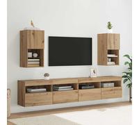 vidaXL Gabinetes para TV Montados en la Pared 2 pcs artesanal, Moderno mueble de TV rectangular, gabinete duradero para medios, de entretenimiento que