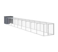 vidaXL Gallinero con Corral Acero galvanizado Gris 110x405x110 cm