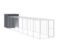 vidaXL Gallinero con corral acero galvanizado gris 165x251x181 cm