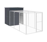 Vidaxl gallinero con corral acero galvanizado gris 165x455x181 cm