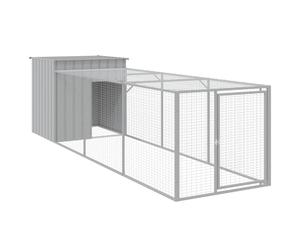 vidaXL Gallinero con corral acero galvanizado gris claro 110x405x110cm