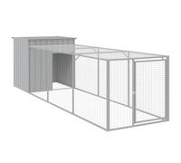vidaXL Gallinero con corral acero galvanizado gris claro 110x813x110cm