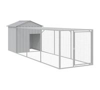vidaXL Gallinero con Corral Acero galvanizado Gris Claro 117x405x123cm