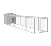vidaXL Gallinero con corral acero galvanizado gris claro 117x813x123cm