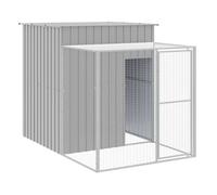 vidaXL Gallinero, Jaula de Gallinas con Corral, Recinto para Animales Pequeños, Caseta para Jardín, Acero Galvanizado Gris Claro 165x251x181 cm