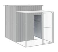 vidaXL Gallinero con corral – Casa para gallinas con tejado, acero galvanizado gris claro