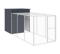 vidaXL Gallinero con Corral, Jaula para Gallinas con Tejado, Casa para Animales Pequeños, Gallinero para Jardín, Acero Galvanizado Gris Antracita