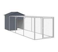 vidaXL Gallinero con Corral Acero galvanizado Gris 117x405x123 cm