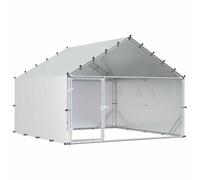 vidaXL Gallinero con techo plateado, 200 x 200 x 150 cm, gallinero con puerta, acabado repelente al agua, resistente a la intemperie, espacioso, resistente, jaula para exteriores
