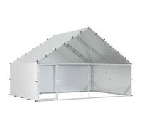 vidaXL Gallinero con techo plateado 300 x 200 x 190 cm, gallinero con puerta, acabado repelente al agua, resistente a la intemperie, espacioso y robusto recinto para animales, jaula resistente al aire