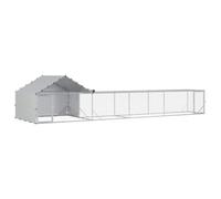 vidaXL Gallinero con Techo y Patio 2 uds. Plateado 7 x 2 x 1,5 m
