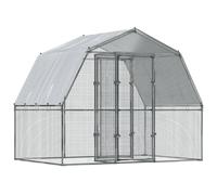 VidaXL Gallinero con techo y puerta 2 uds acero galvanizado plateado