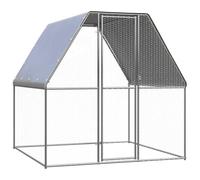vidaXL Gallinero con Techo – Jaula para Pollos, Acero Galvanizado Plateado/Gris