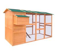vidaXL Gallinero de Madera Maciza 295x163x170cm Marrón Jaula Casa Pollos Aves