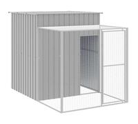 vidaXL Gallinero, Jaula de Gallinas con Corral, Recinto para Animales Pequeños, Caseta para Jardín, Acero Galvanizado Gris Claro 165x251x181 cm