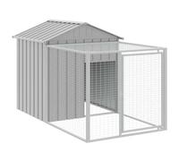 vidaXL Gallinero con corral acero galvanizado gris claro 117x201x123cm